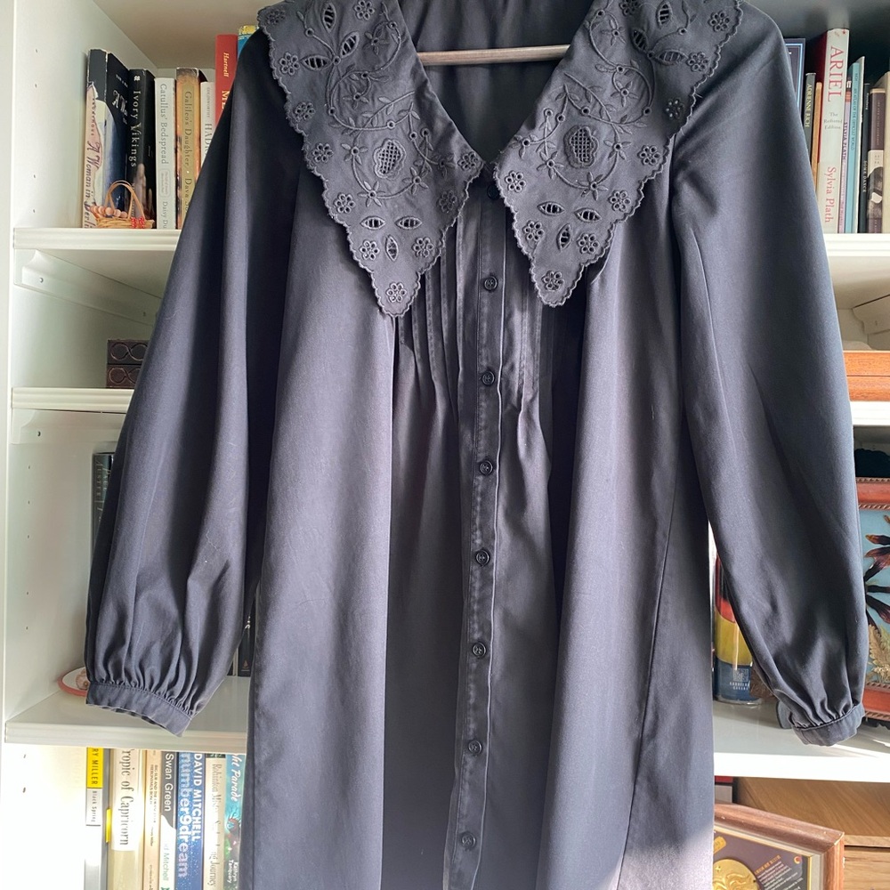 & Other Stories Black Dress with Embroidered Detail